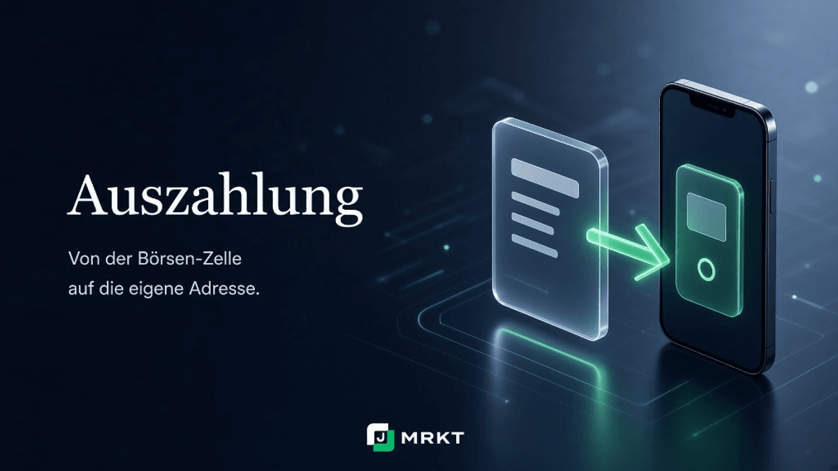 Magazin-Cover Auszahlung: Börsen-Dokument, grüner Pfeil und Wallet auf dem Phone — Illustration, kein Produktfoto