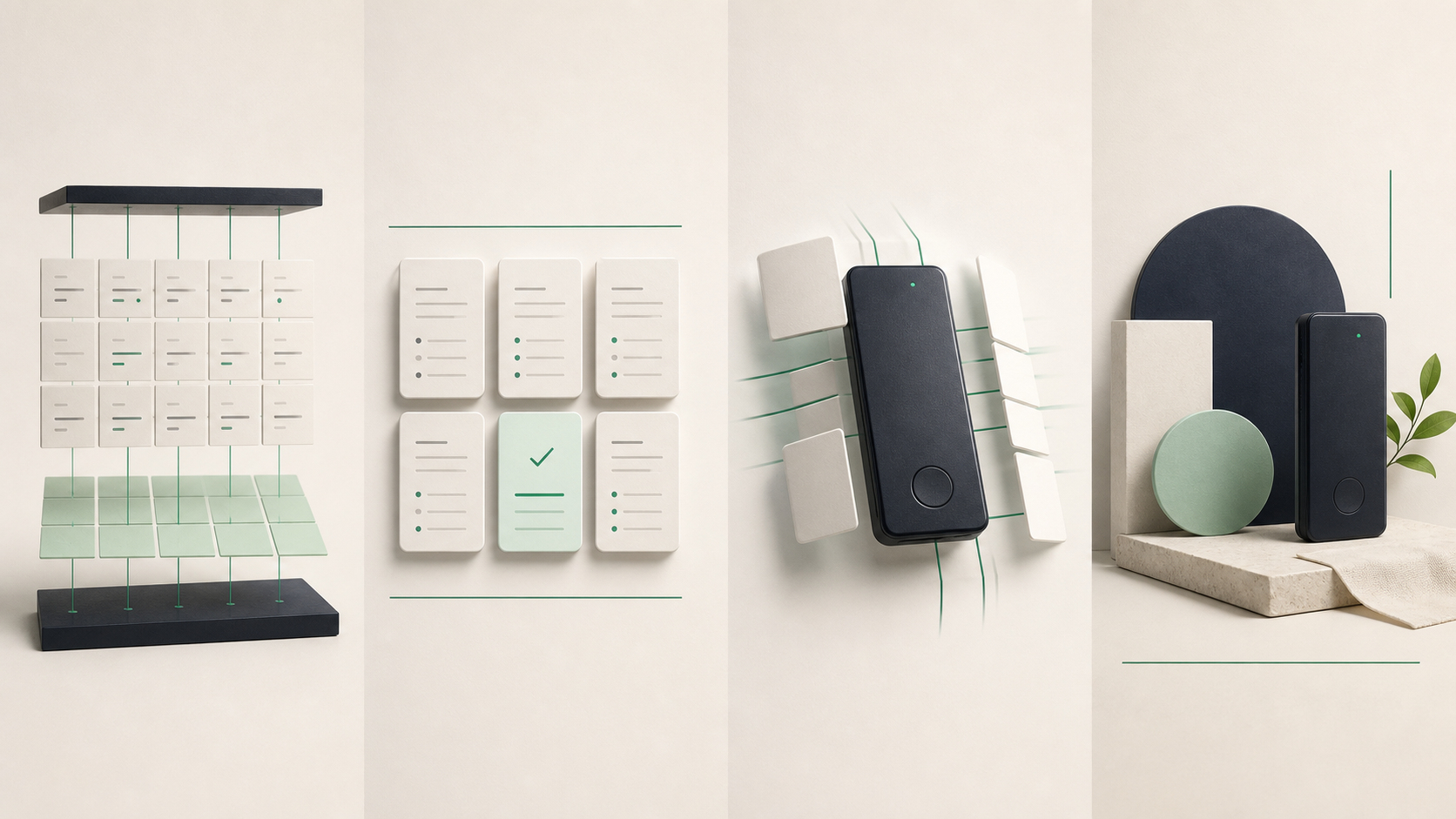 Illustration: Hardware-Wallet zwischen Prüfkarten